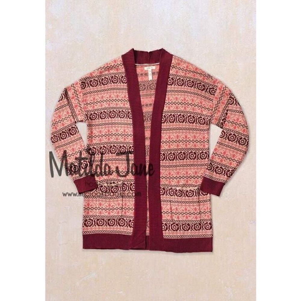 Matilda Jane Womens Cardigan Small Sweater Pink Maroon Forever Harmony Tunic
